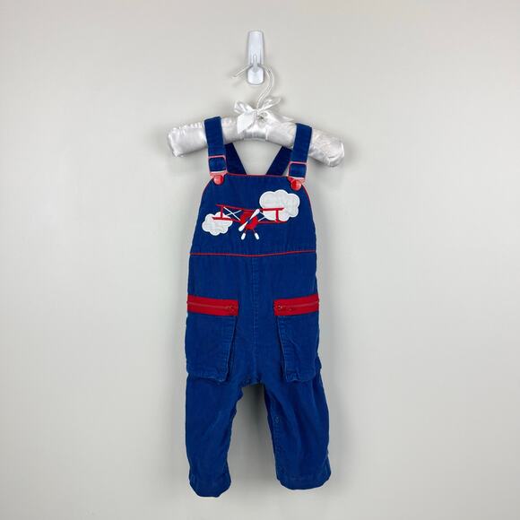 Vintage Blue Corduroy Airplane Overalls 12 Months - Picture 1 of 8